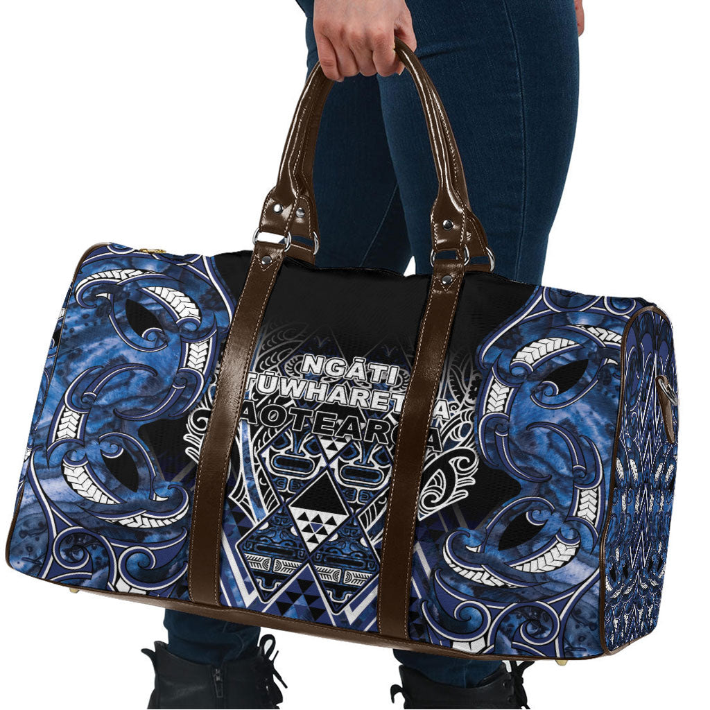 Aotearoa Tuwharetoa Travel Bag Maori Tribal Navy Paua Shell Pattern