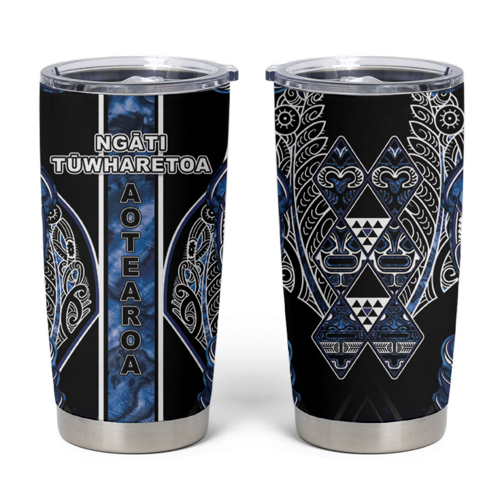 Aotearoa Tuwharetoa Tumbler Cup Maori Tribal Navy Paua Shell Pattern