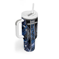 Aotearoa Tuwharetoa Tumbler With Handle Maori Tribal Navy Paua Shell Pattern