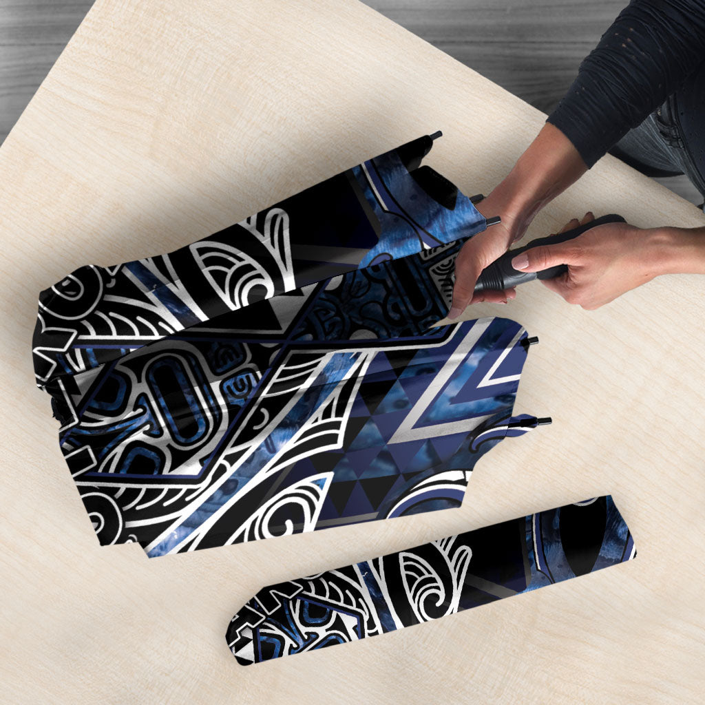 Aotearoa Tuwharetoa Umbrella Maori Tribal Navy Paua Shell Pattern