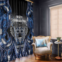 Aotearoa Tuwharetoa Window Curtain Maori Tribal Navy Paua Shell Pattern