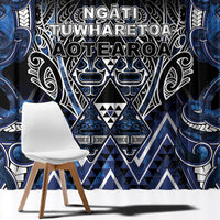 Aotearoa Tuwharetoa Window Curtain Maori Tribal Navy Paua Shell Pattern