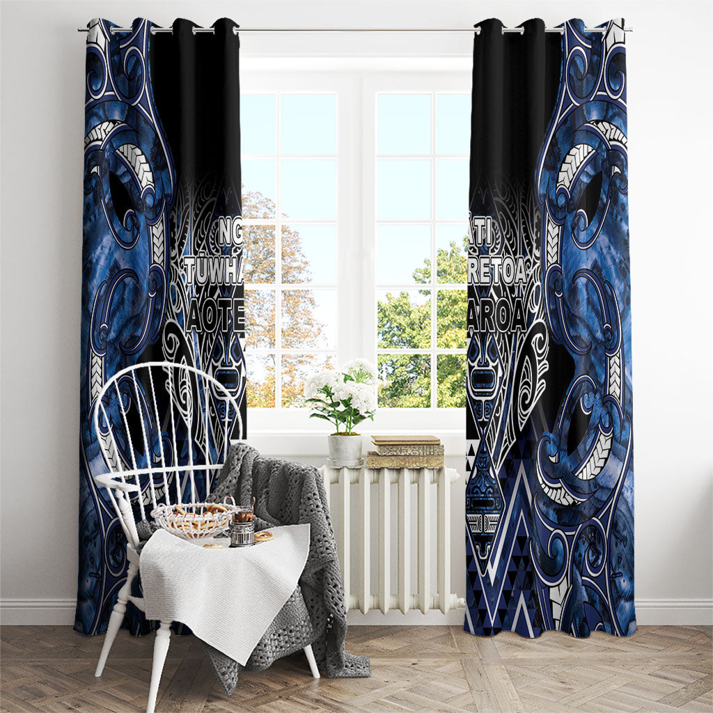 Aotearoa Tuwharetoa Window Curtain Maori Tribal Navy Paua Shell Pattern