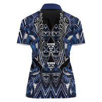 Aotearoa Tuwharetoa Women Polo Shirt Maori Tribal Navy Paua Shell Pattern