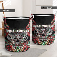 Aotearoa Ngai Tuhoe Laundry Basket Maori Tribal Red And Green Paua Shell Pattern