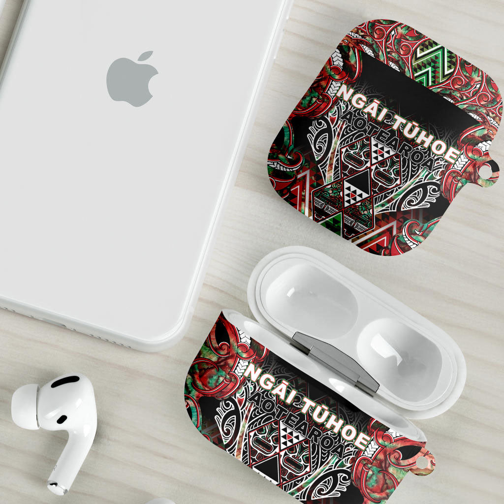 Aotearoa Ngai Tuhoe AirPods Case Maori Tribal Red And Green Paua Shell Pattern