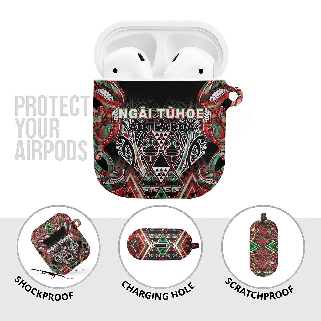Aotearoa Ngai Tuhoe AirPods Case Maori Tribal Red And Green Paua Shell Pattern