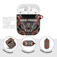 Aotearoa Ngai Tuhoe AirPods Case Maori Tribal Red And Green Paua Shell Pattern