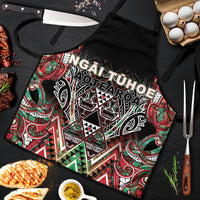 Aotearoa Ngai Tuhoe Apron Maori Tribal Red And Green Paua Shell Pattern