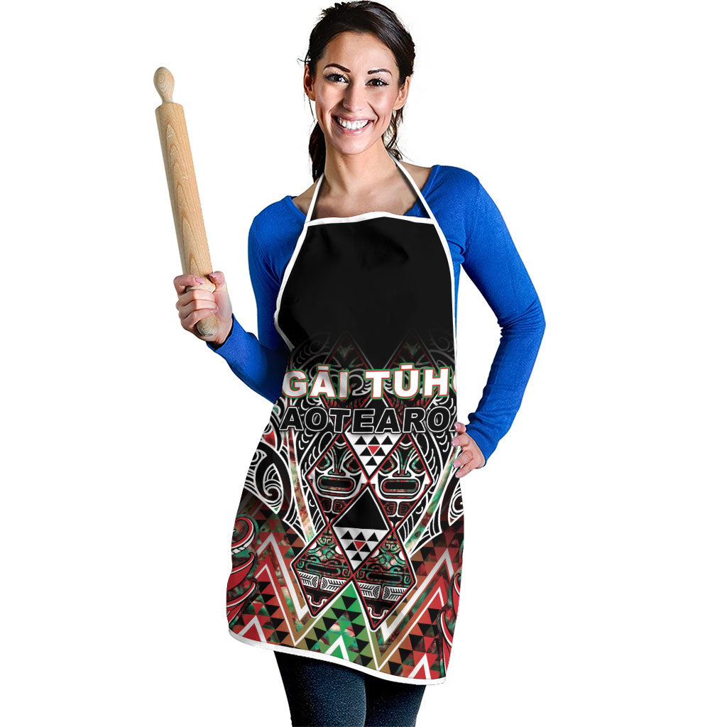 Aotearoa Ngai Tuhoe Apron Maori Tribal Red And Green Paua Shell Pattern