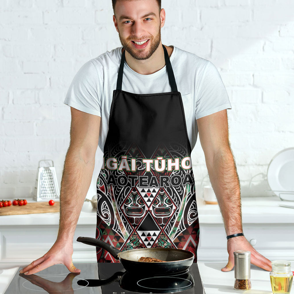 Aotearoa Ngai Tuhoe Apron Maori Tribal Red And Green Paua Shell Pattern