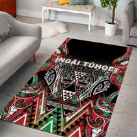 Aotearoa Ngai Tuhoe Area Rug Maori Tribal Red And Green Paua Shell Pattern
