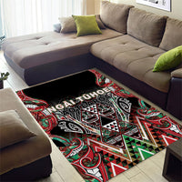 Aotearoa Ngai Tuhoe Area Rug Maori Tribal Red And Green Paua Shell Pattern
