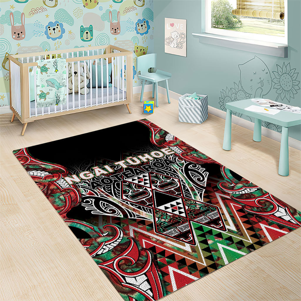 Aotearoa Ngai Tuhoe Area Rug Maori Tribal Red And Green Paua Shell Pattern
