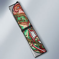 Aotearoa Ngai Tuhoe Auto Sun Shade Maori Tribal Red And Green Paua Shell Pattern