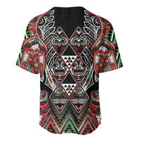 Aotearoa Ngai Tuhoe Baseball Jersey Maori Tribal Red And Green Paua Shell Pattern