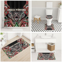 Aotearoa Ngai Tuhoe Bathroom Set Maori Tribal Red And Green Paua Shell Pattern