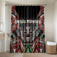 Aotearoa Ngai Tuhoe Bathroom Set Maori Tribal Red And Green Paua Shell Pattern