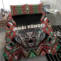 Aotearoa Ngai Tuhoe Bedding Set Maori Tribal Red And Green Paua Shell Pattern