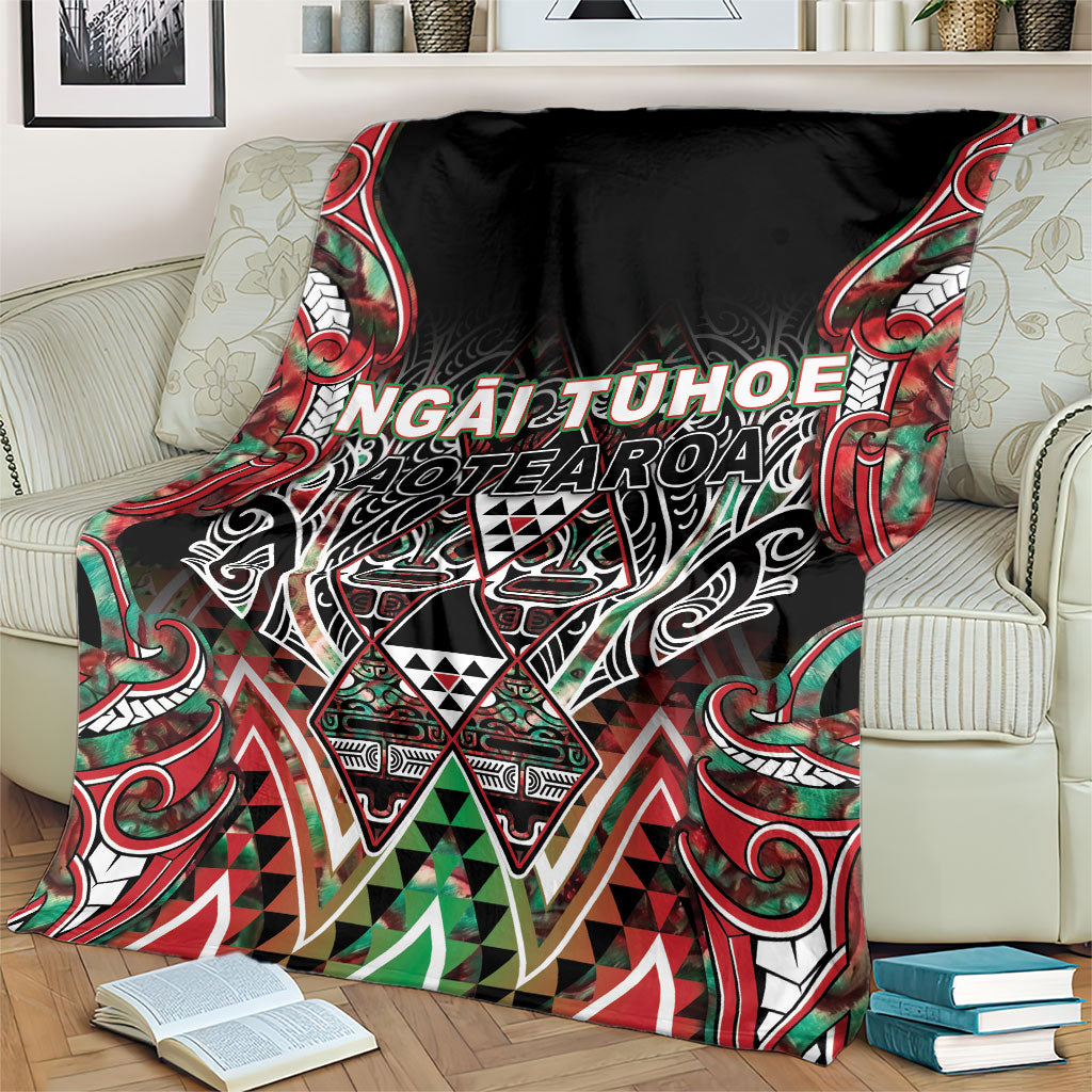Aotearoa Ngai Tuhoe Blanket Maori Tribal Red And Green Paua Shell Pattern