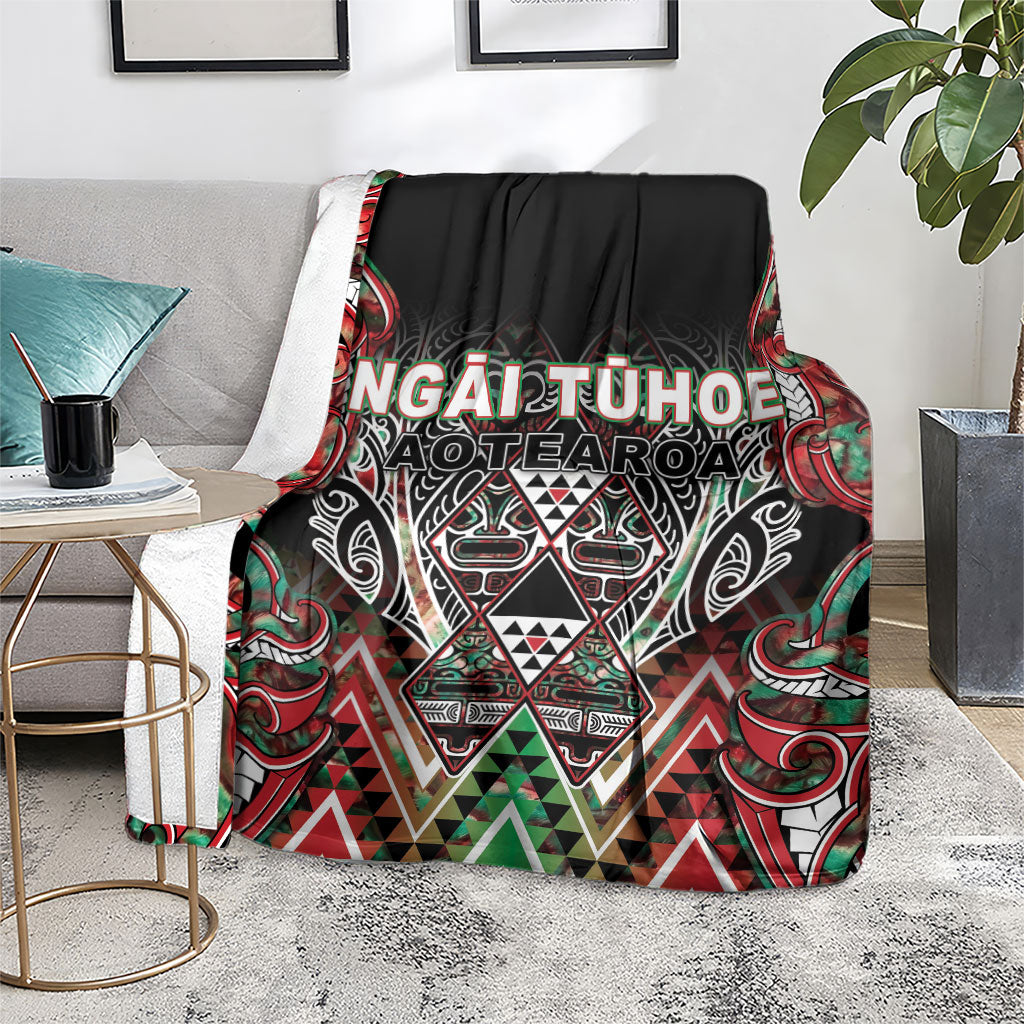 Aotearoa Ngai Tuhoe Blanket Maori Tribal Red And Green Paua Shell Pattern