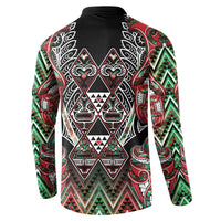 Aotearoa Ngai Tuhoe Button Sweatshirt Maori Tribal Red And Green Paua Shell Pattern