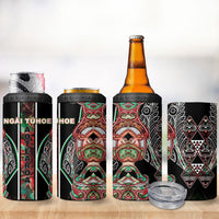 Aotearoa Ngai Tuhoe 4 in 1 Can Cooler Tumbler Maori Tribal Red And Green Paua Shell Pattern