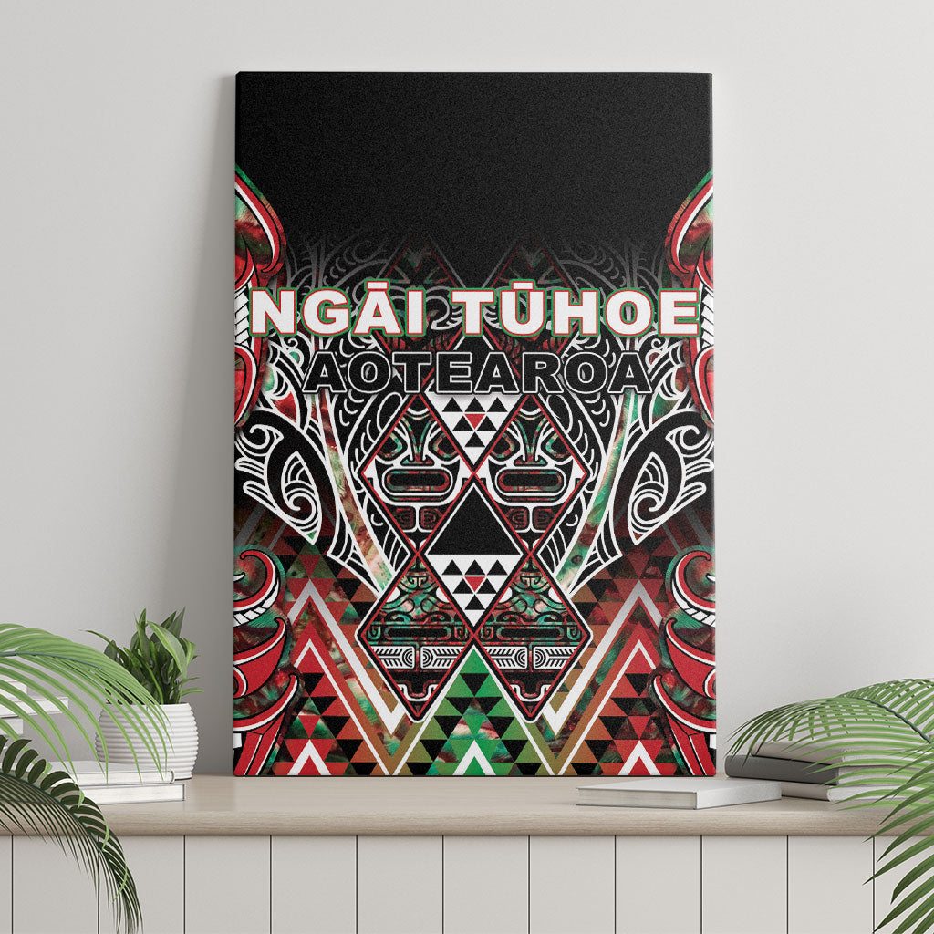 Aotearoa Ngai Tuhoe Canvas Wall Art Maori Tribal Red And Green Paua Shell Pattern