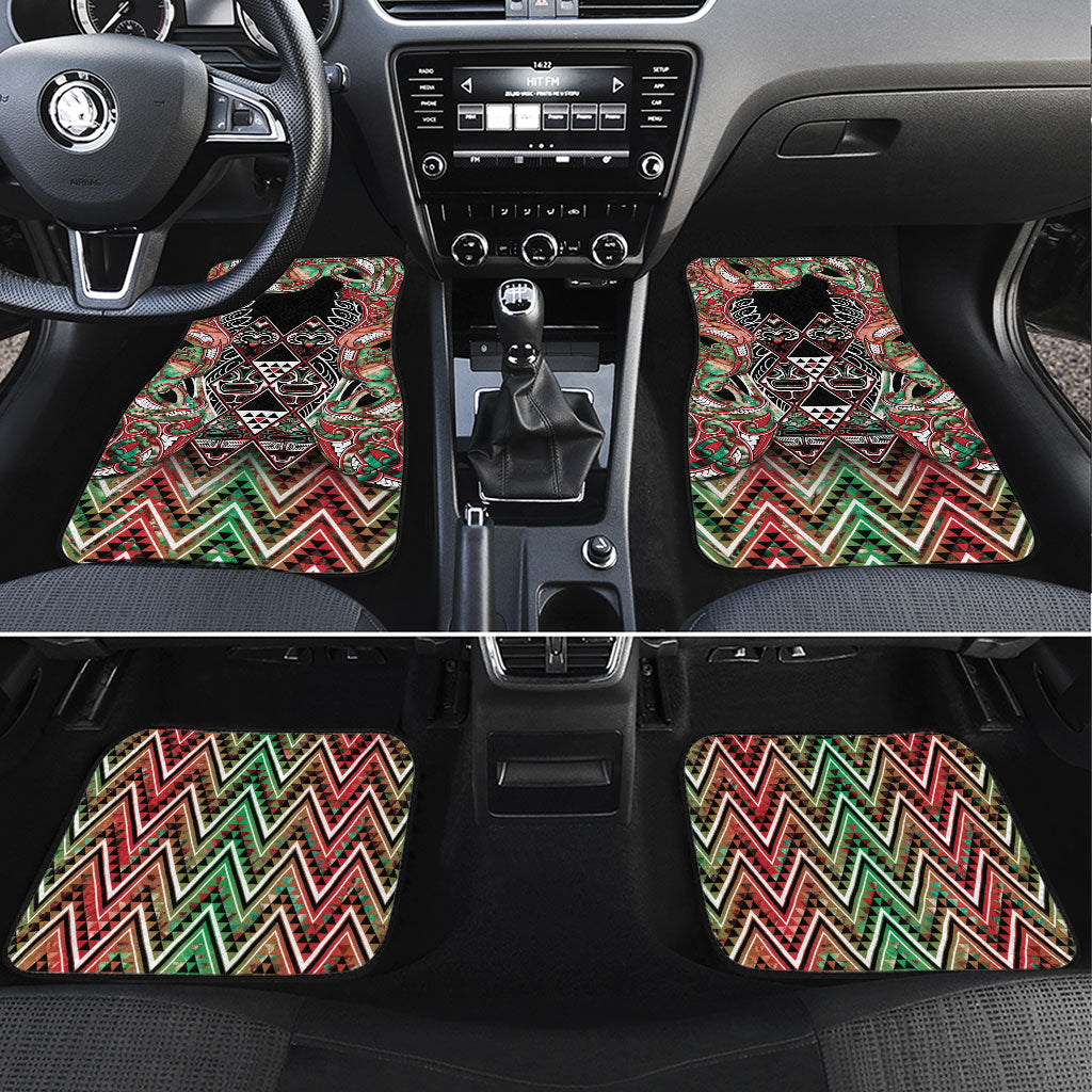 Aotearoa Ngai Tuhoe Car Mats Maori Tribal Red And Green Paua Shell Pattern