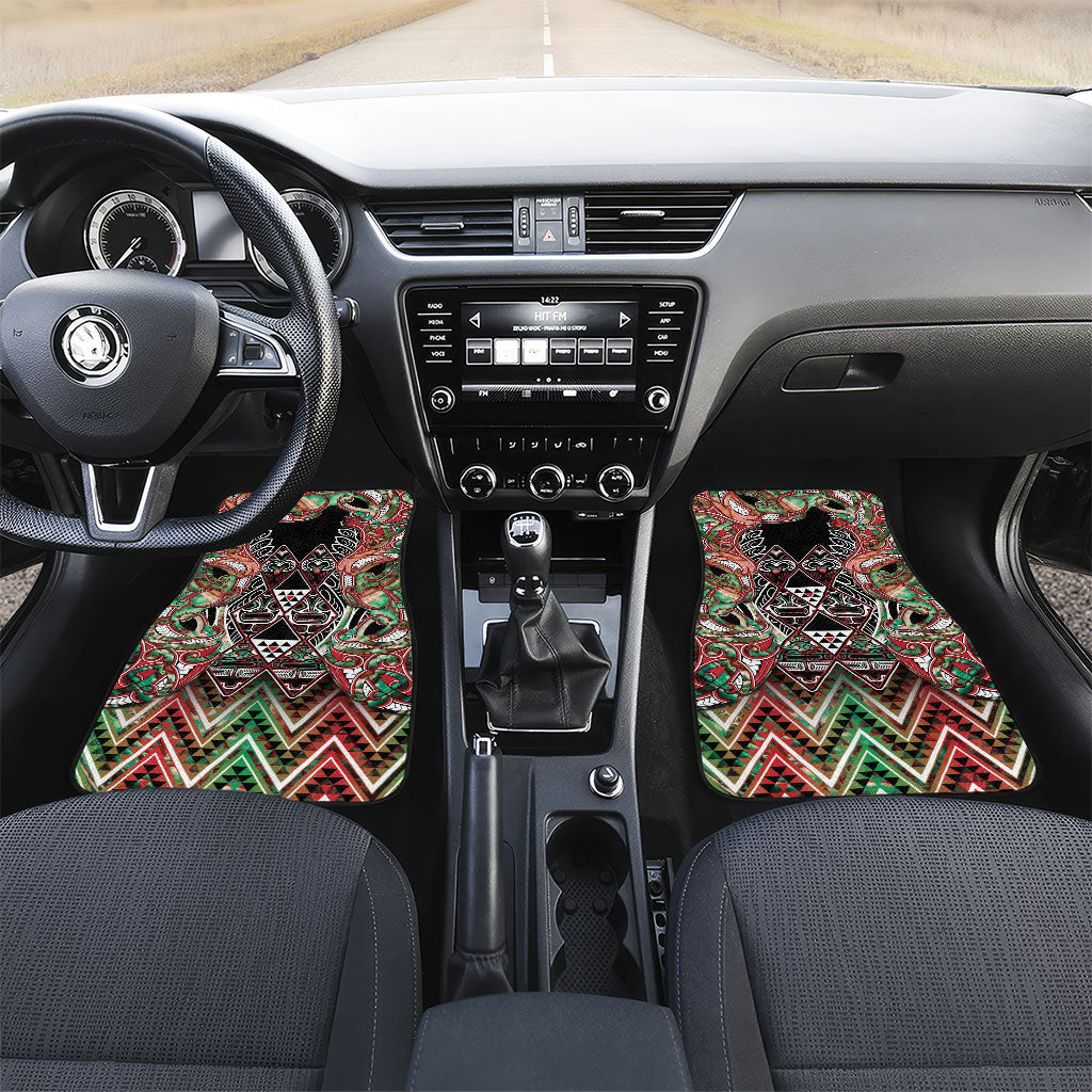Aotearoa Ngai Tuhoe Car Mats Maori Tribal Red And Green Paua Shell Pattern
