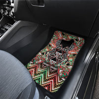 Aotearoa Ngai Tuhoe Car Mats Maori Tribal Red And Green Paua Shell Pattern