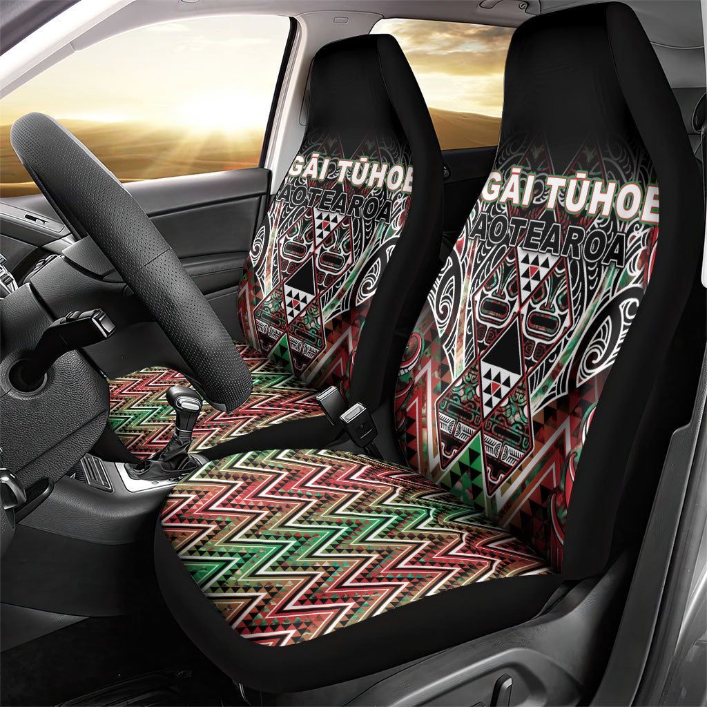 Aotearoa Ngai Tuhoe Car Seat Cover Maori Tribal Red And Green Paua Shell Pattern
