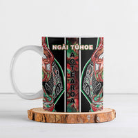 Aotearoa Ngai Tuhoe Ceramic Mug Maori Tribal Red And Green Paua Shell Pattern
