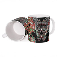 Aotearoa Ngai Tuhoe Ceramic Mug Maori Tribal Red And Green Paua Shell Pattern