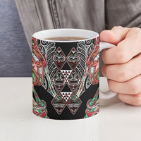 Aotearoa Ngai Tuhoe Ceramic Mug Maori Tribal Red And Green Paua Shell Pattern