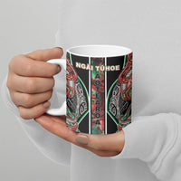Aotearoa Ngai Tuhoe Ceramic Mug Maori Tribal Red And Green Paua Shell Pattern