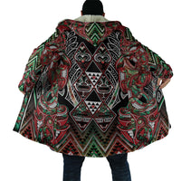 Aotearoa Ngai Tuhoe Cloak Maori Tribal Red And Green Paua Shell Pattern