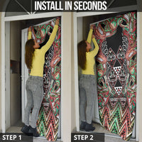 Aotearoa Ngai Tuhoe Door Cover Maori Tribal Red And Green Paua Shell Pattern
