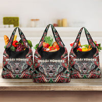 Aotearoa Ngai Tuhoe Grocery Bag Maori Tribal Red And Green Paua Shell Pattern