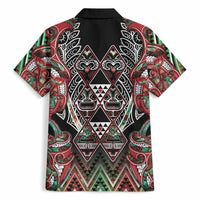 Aotearoa Ngai Tuhoe Hawaiian Shirt Maori Tribal Red And Green Paua Shell Pattern