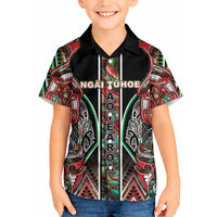 Aotearoa Ngai Tuhoe Hawaiian Shirt Maori Tribal Red And Green Paua Shell Pattern