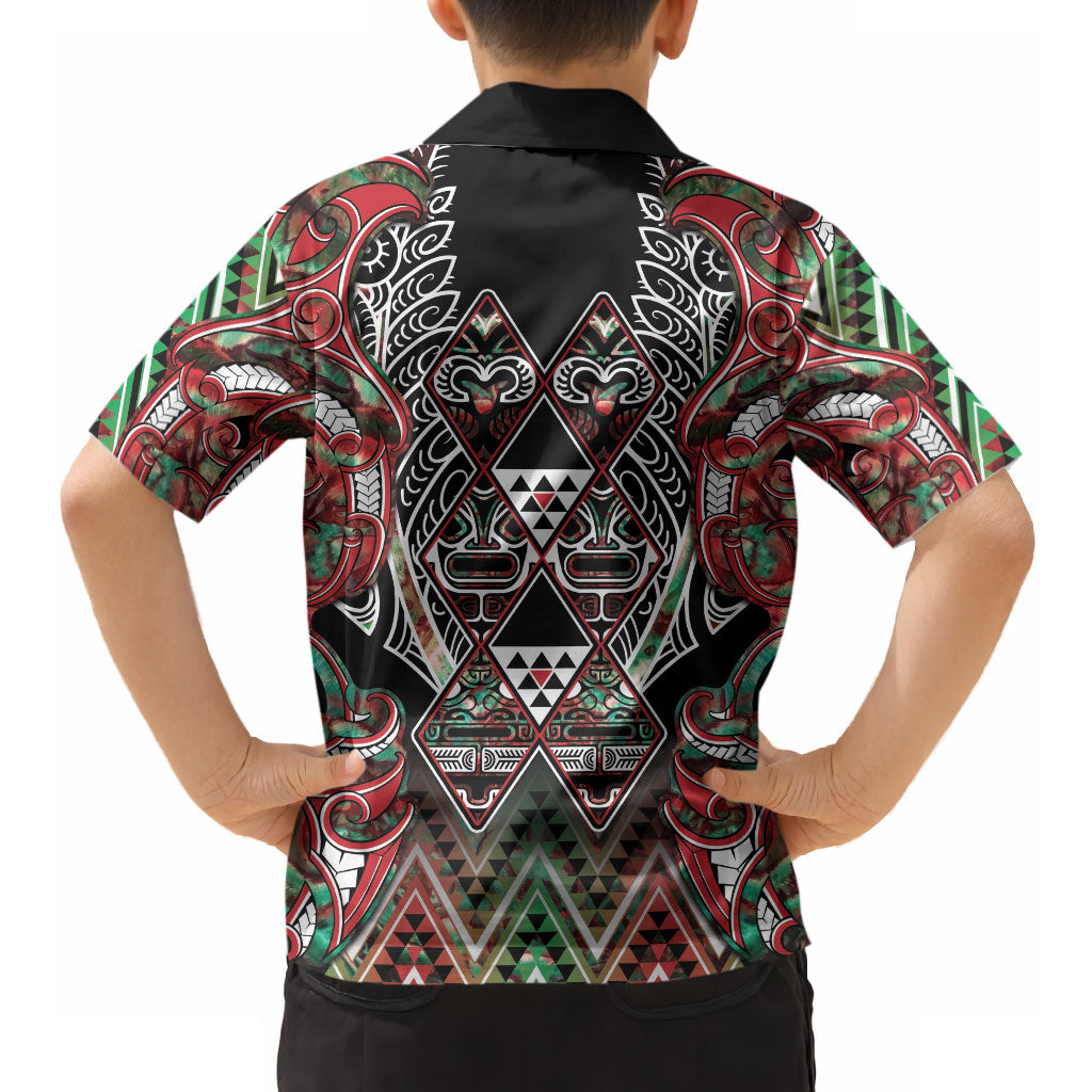 Aotearoa Ngai Tuhoe Hawaiian Shirt Maori Tribal Red And Green Paua Shell Pattern