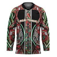 Aotearoa Ngai Tuhoe Hockey Jersey Maori Tribal Red And Green Paua Shell Pattern
