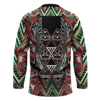 Aotearoa Ngai Tuhoe Hockey Jersey Maori Tribal Red And Green Paua Shell Pattern