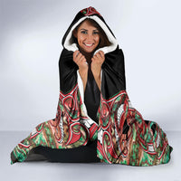 Aotearoa Ngai Tuhoe Hooded Blanket Maori Tribal Red And Green Paua Shell Pattern