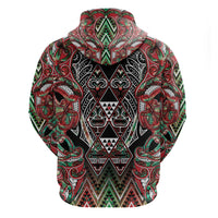 Aotearoa Ngai Tuhoe Hoodie Maori Tribal Red And Green Paua Shell Pattern