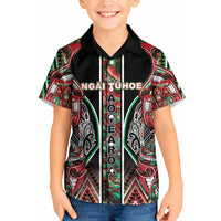 Aotearoa Ngai Tuhoe Kid Hawaiian Shirt Maori Tribal Red And Green Paua Shell Pattern