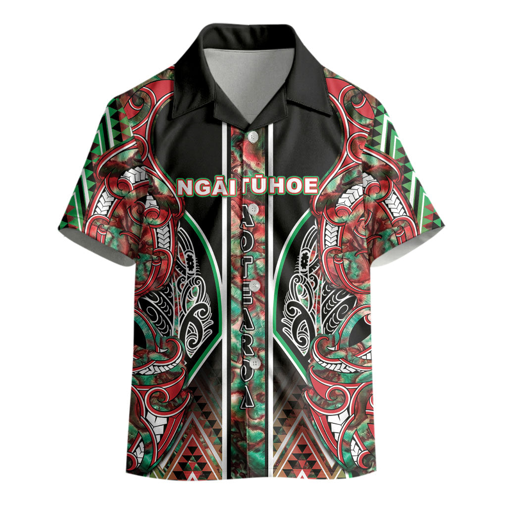 Aotearoa Ngai Tuhoe Kid Hawaiian Shirt Maori Tribal Red And Green Paua Shell Pattern