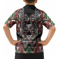 Aotearoa Ngai Tuhoe Kid Hawaiian Shirt Maori Tribal Red And Green Paua Shell Pattern