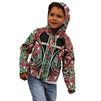 Aotearoa Ngai Tuhoe Kid Hoodie Maori Tribal Red And Green Paua Shell Pattern
